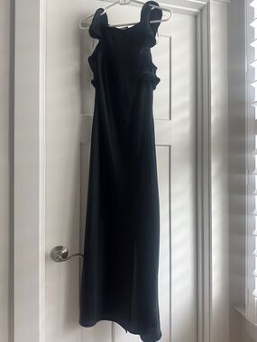 a new day Black Ruffle-Shoulder Maxi Dress